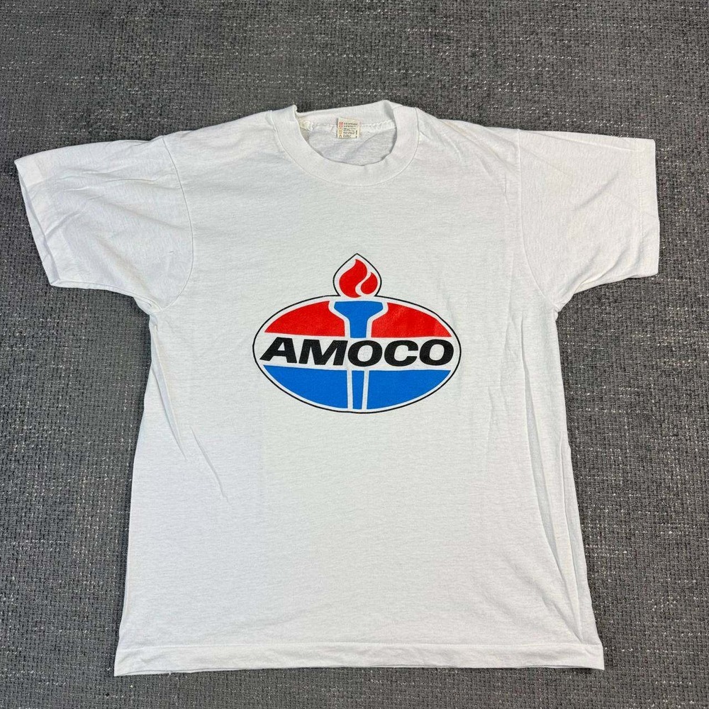 Vintage Screen Stars Amoco Gas T-Shirt Medium White 80s Single Stitch Canada